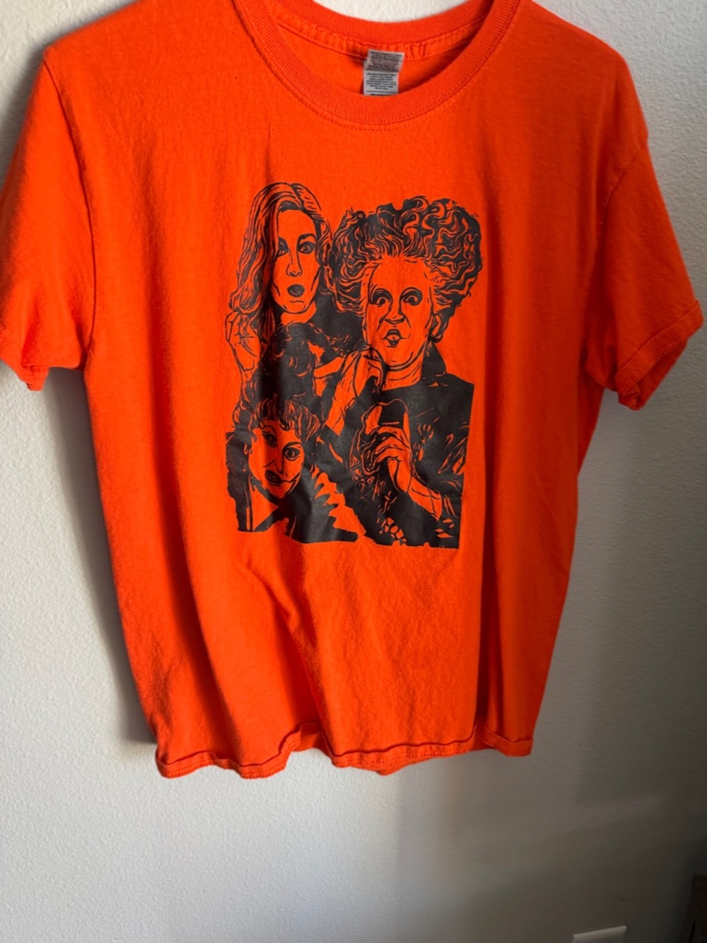 Orange Graphic Tee with Black Sanderson Sisters Portraits